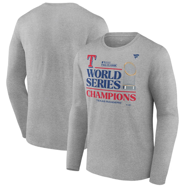 Men's Texas Rangers Heather Gray 2023 World Series Champions Locker Room Long Sleeve T-Shirt